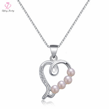 Italien Schmuck Sun Ball Pearl Silber Halskette, schwimmende Herz Medaillon Schmuck Anhänger 925 Sterling Silber Halskette